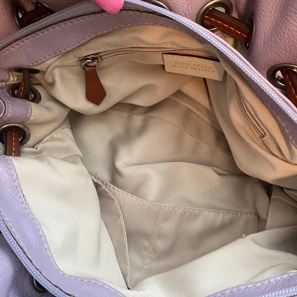 Genuine Two Tone Leather Satchel Made In Italy - Picture 5 of 8